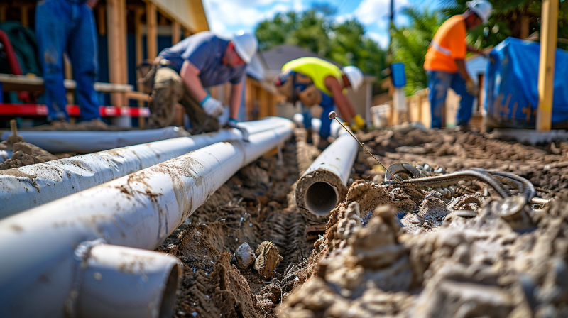 laying plastic pipes